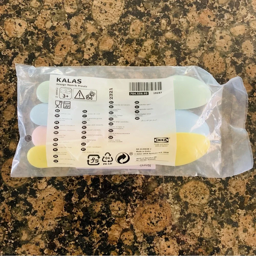NWT - IKEA KALAS Toddler Kids Spoons 4 pack Set, mixed pastel colors